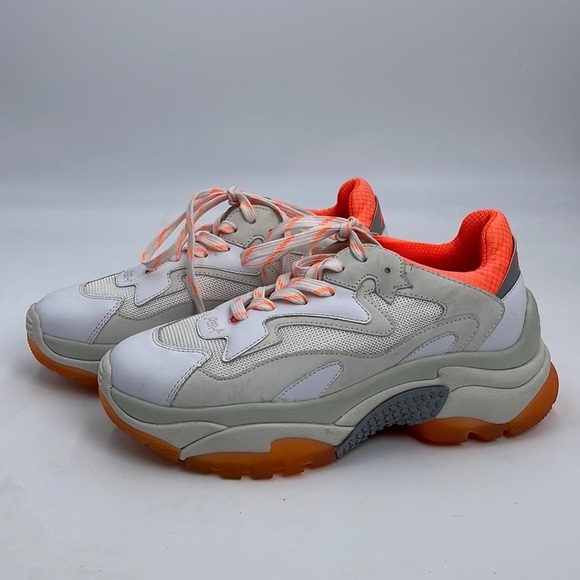 ASH ADDICT SNEAKERS WHITE LEATHER & ORANGE MESH